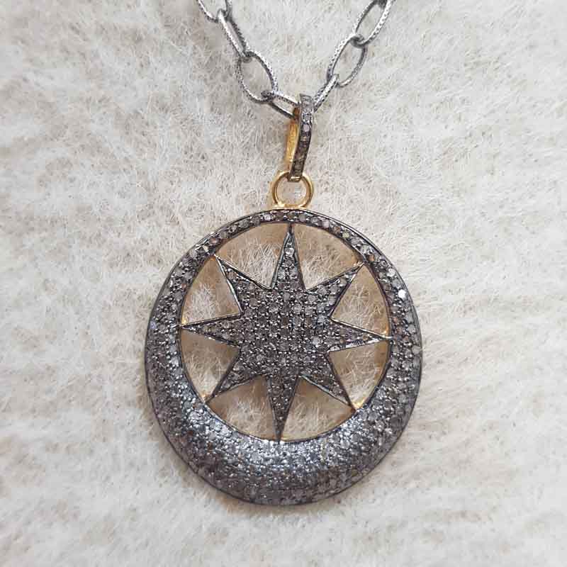 Fully Pave Diamond Setting Star Pendant, Stunning Star Pendant, Gift For Someone