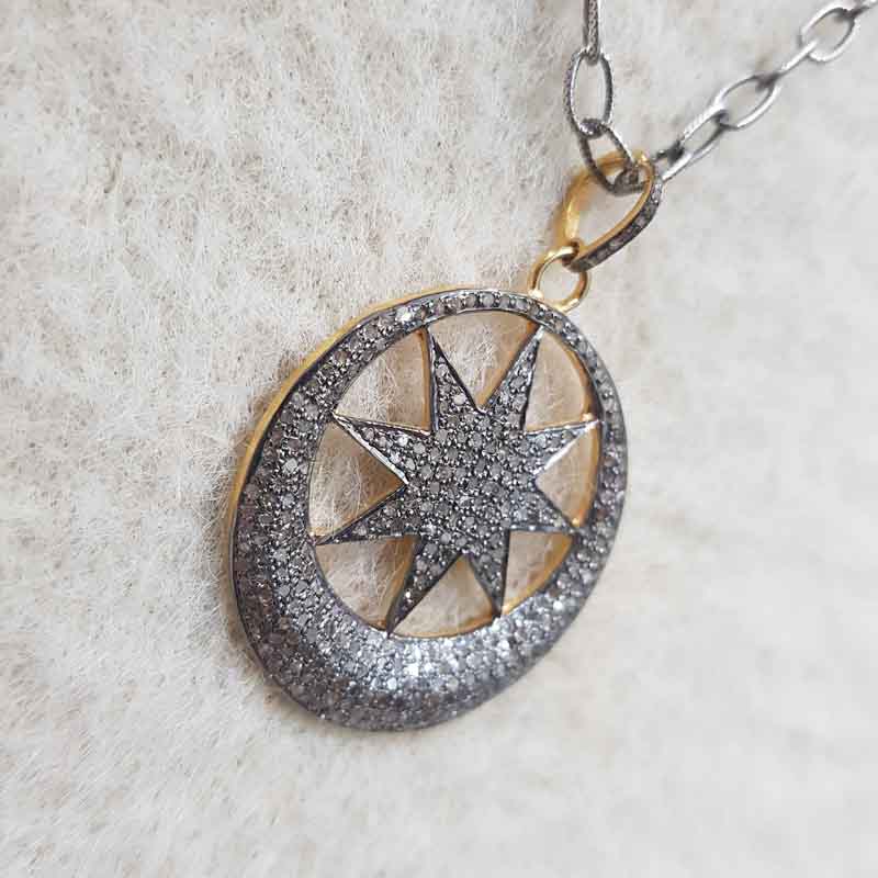 Fully Pave Diamond Setting Star Pendant, Stunning Star Pendant, Gift For Someone