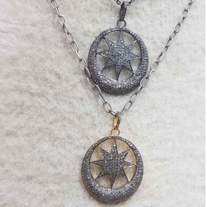 Fully Pave Diamond Setting Star Pendant, Stunning Star Pendant, Gift For Someone