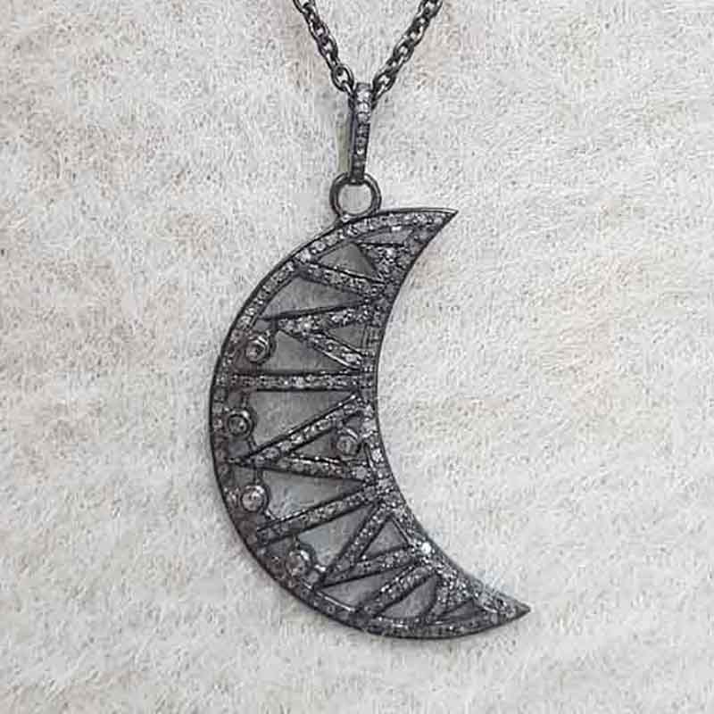 Antique Finish Designer Moon Pendant, Half Moon Pendant, Gift For Her, Him