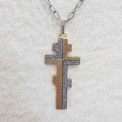 Yellow And Black Rhodium Plated Beautifully Designed Cross Pendant, Christmas Gift, Silver Pendant