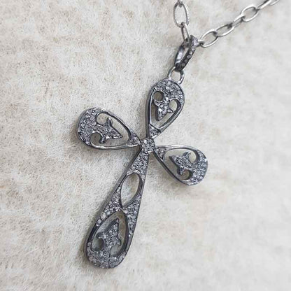 Fancy Style Pave Diamond Cross Designed Pendant, Personalized Gift For Love, Anniversary Gift