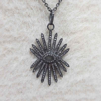 Stunning Fancy Designer Pendent With Pave Diamond Layers, Silver Jewelry