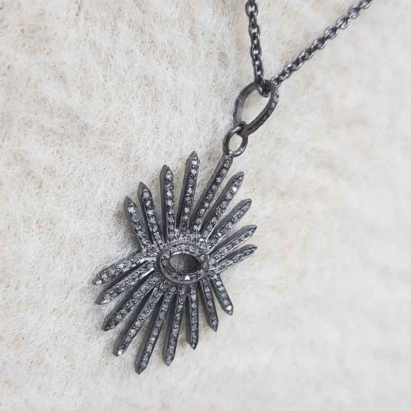 Stunning Fancy Designer Pendent With Pave Diamond Layers, Silver Jewelry