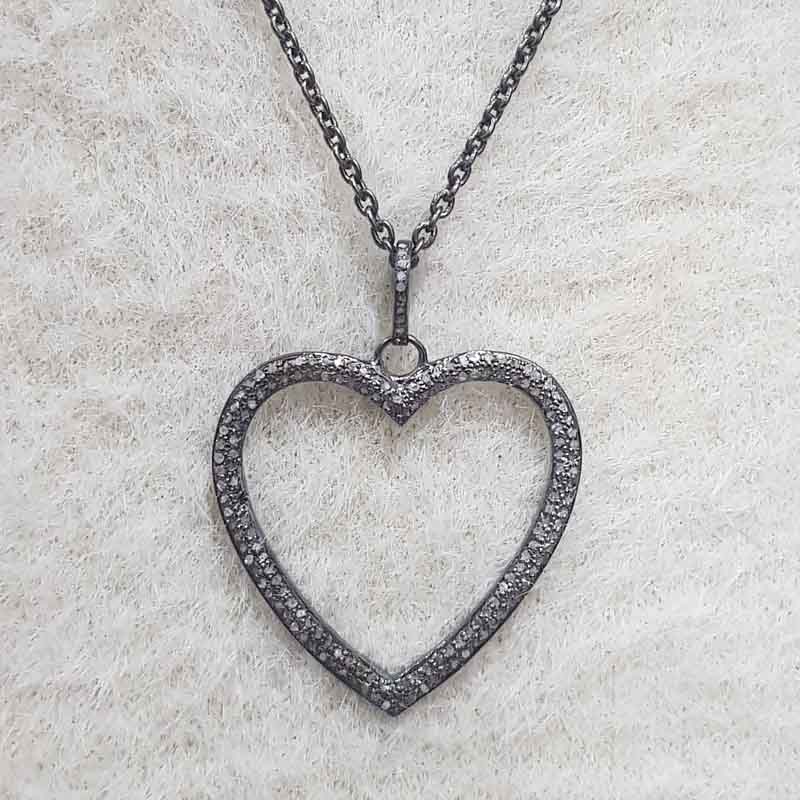 Open Heart Designer pave Diamond Pendant, Gift For Special One, Couple Gift