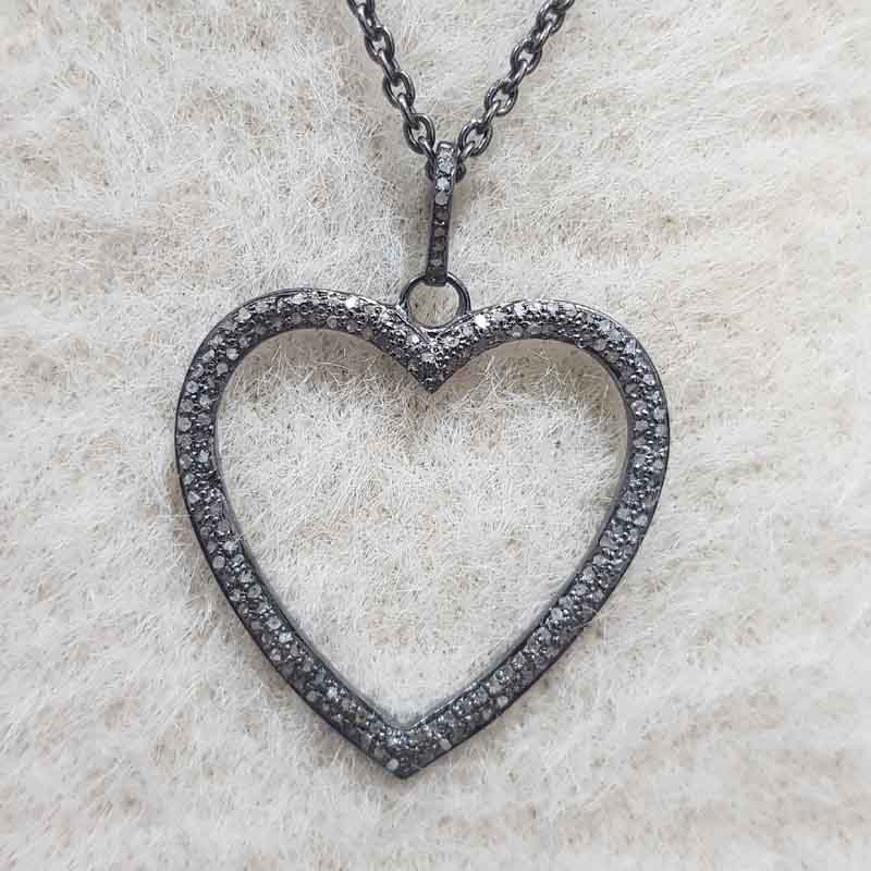 Open Heart Designer pave Diamond Pendant, Gift For Special One, Couple Gift