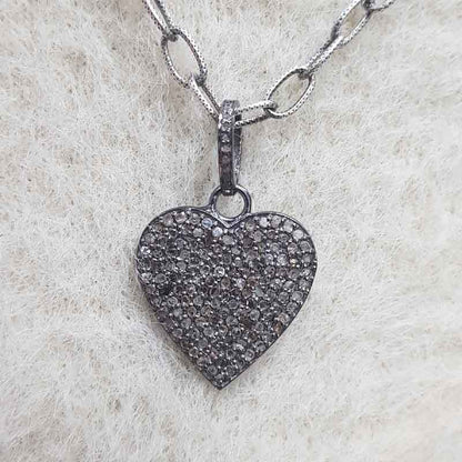 Beautiful Small Heart Pendant With Pave Diamond Layers, Silver Jewelry, Gift For Lovers