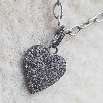 Beautiful Small Heart Pendant With Pave Diamond Layers, Silver Jewelry, Gift For Lovers