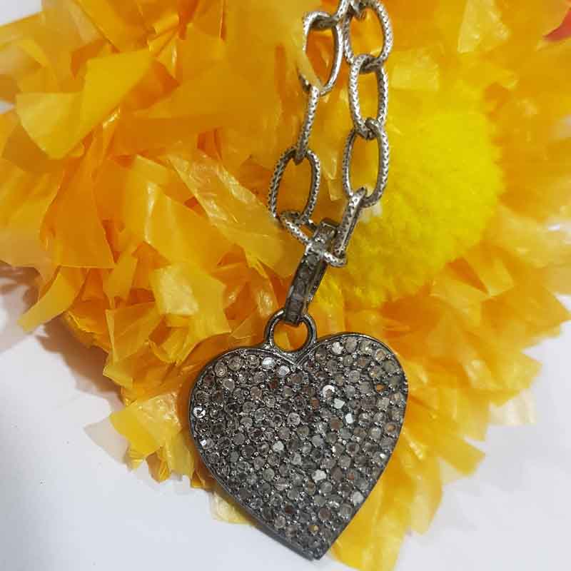 Beautiful Small Heart Pendant With Pave Diamond Layers, Silver Jewelry, Gift For Lovers