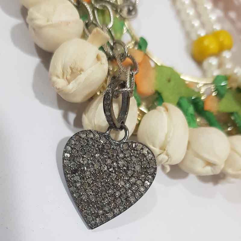 Beautiful Small Heart Pendant With Pave Diamond Layers, Silver Jewelry, Gift For Lovers