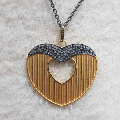 Beautifully Designed Heart Pendant With Pave Layers, Special Gift For Someone