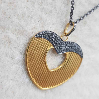 Beautifully Designed Heart Pendant With Pave Layers, Special Gift For Someone