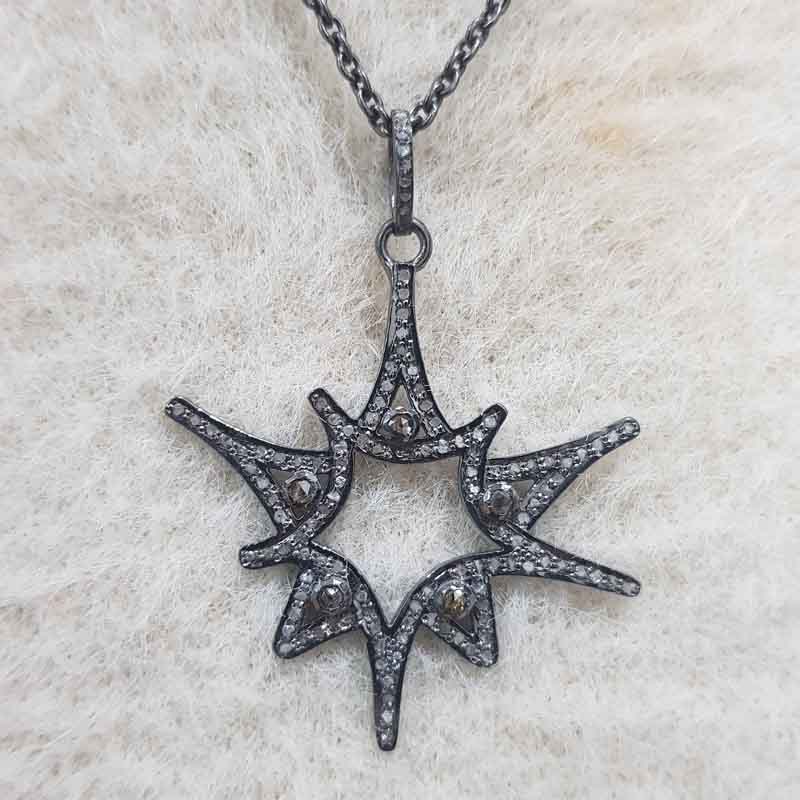 Stylish Two Tone Pave Diamond Designer Pendant, Fancy Unique Necklace, Gift For Her