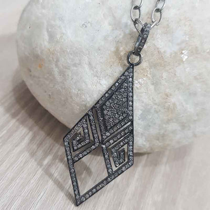 Pave Diamond Arrowhead Designer Silver Pendant, Stunning Arrow Style Necklace, Silver Jewelry