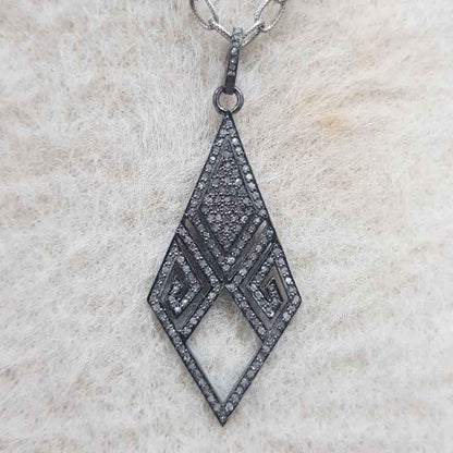 Pave Diamond Arrowhead Designer Silver Pendant, Stunning Arrow Style Necklace, Silver Jewelry