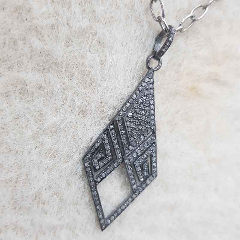 Pave Diamond Arrowhead Designer Silver Pendant, Stunning Arrow Style Necklace, Silver Jewelry