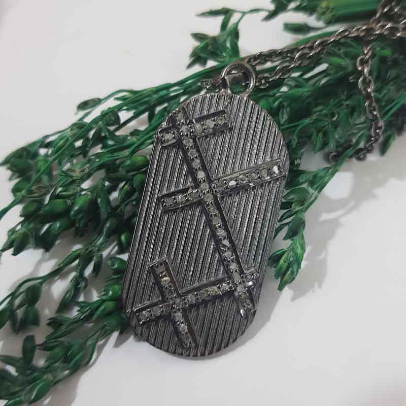 Handmade Designer Fancy Style Tag Pendant, Classic Black Oxidized Tag Pendant, Gift For Her