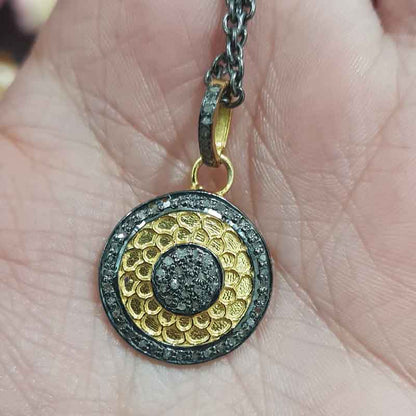 Yellow And Black Beautiful Round Designer pendant, Personalized Round Disk Pendant, Gift For Someone