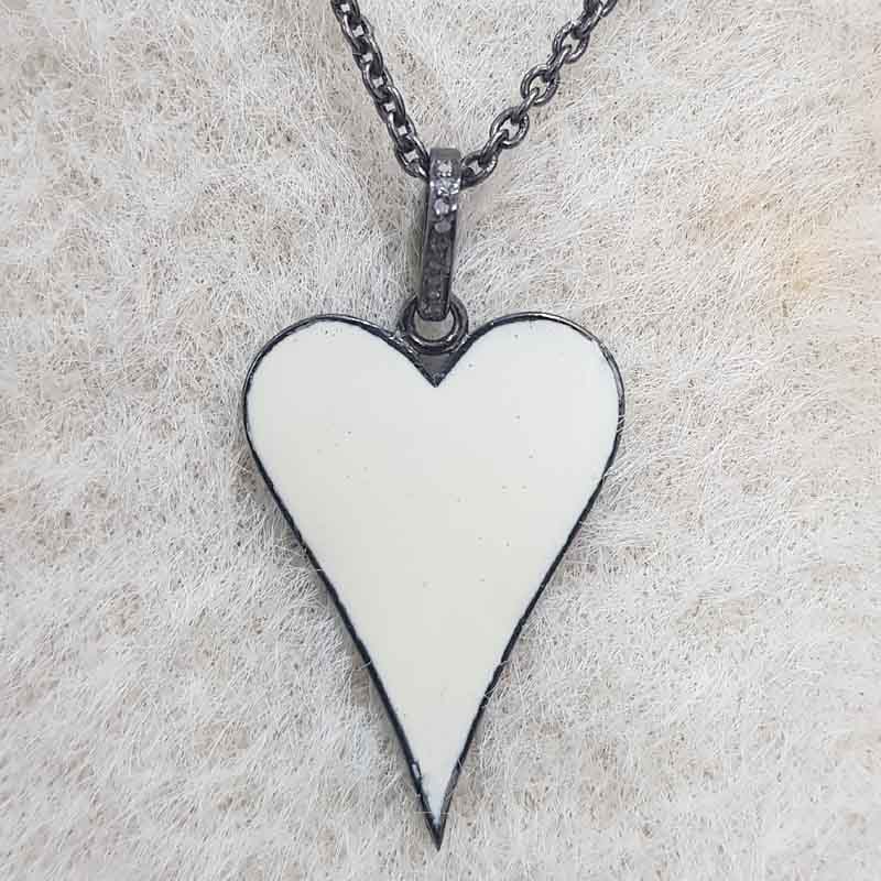 Fancy Designer Enamel Heart Pendant, Classic And unique Heart Necklace, Gift For Lover, Anniversary Gift