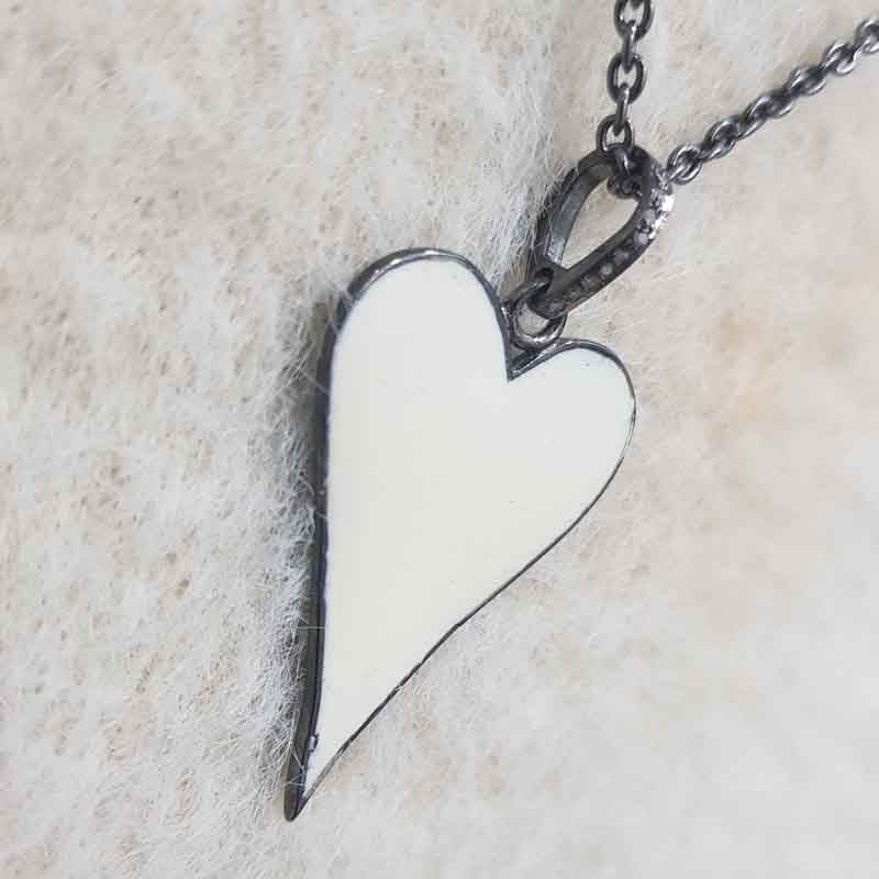 Fancy Designer Enamel Heart Pendant, Classic And unique Heart Necklace, Gift For Lover, Anniversary Gift