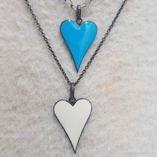 Fancy Designer Enamel Heart Pendant, Classic And unique Heart Necklace, Gift For Lover, Anniversary Gift