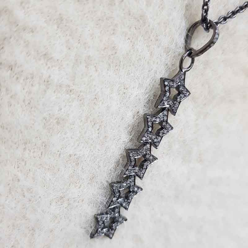 5 Star Pendant With Pave Diamond Layers, Vintage Inspired Star Pendant with Antique Finish, Gift For Lover