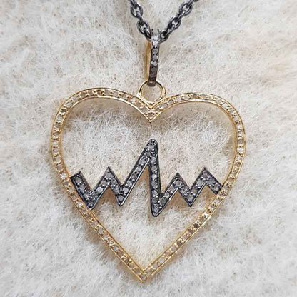 Beautifully Designed Open Heart With Life Line Pendant With Pave Layers, Silver Jewelry, Gift For Favorite One