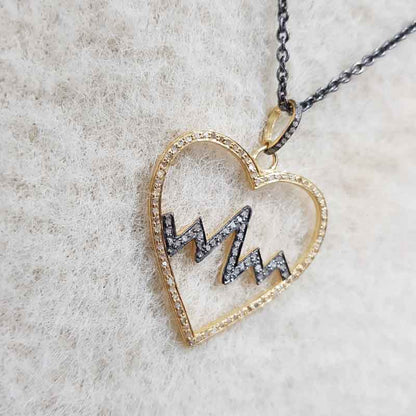 Beautifully Designed Open Heart With Life Line Pendant With Pave Layers, Silver Jewelry, Gift For Favorite One