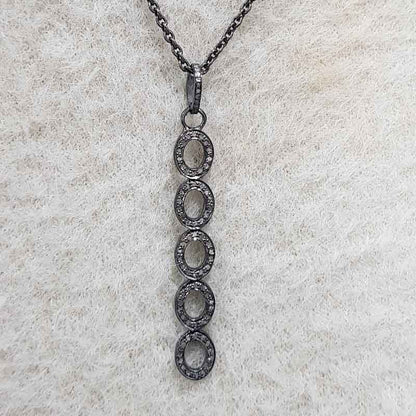 Antique Finish Designer Fancy Style Pave Diamond Pendant, Silver Jewelry, Gift For Special One