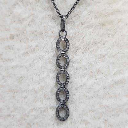 Antique Finish Designer Fancy Style Pave Diamond Pendant, Silver Jewelry, Gift For Special One