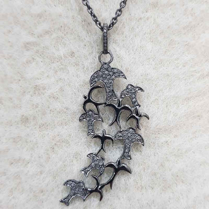 Unique Pave Diamond Tree Style Pendant, Classic Tree Necklace, Silver Jewelry