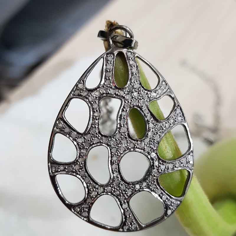 Fancy Designer Pendent With Pave Diamond Layers, Lovely Oval Shape Necklace, Gift For Mom, Mother's Day Gift