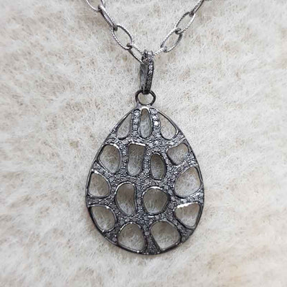 Fancy Designer Pendent With Pave Diamond Layers, Lovely Oval Shape Necklace, Gift For Mom, Mother's Day Gift