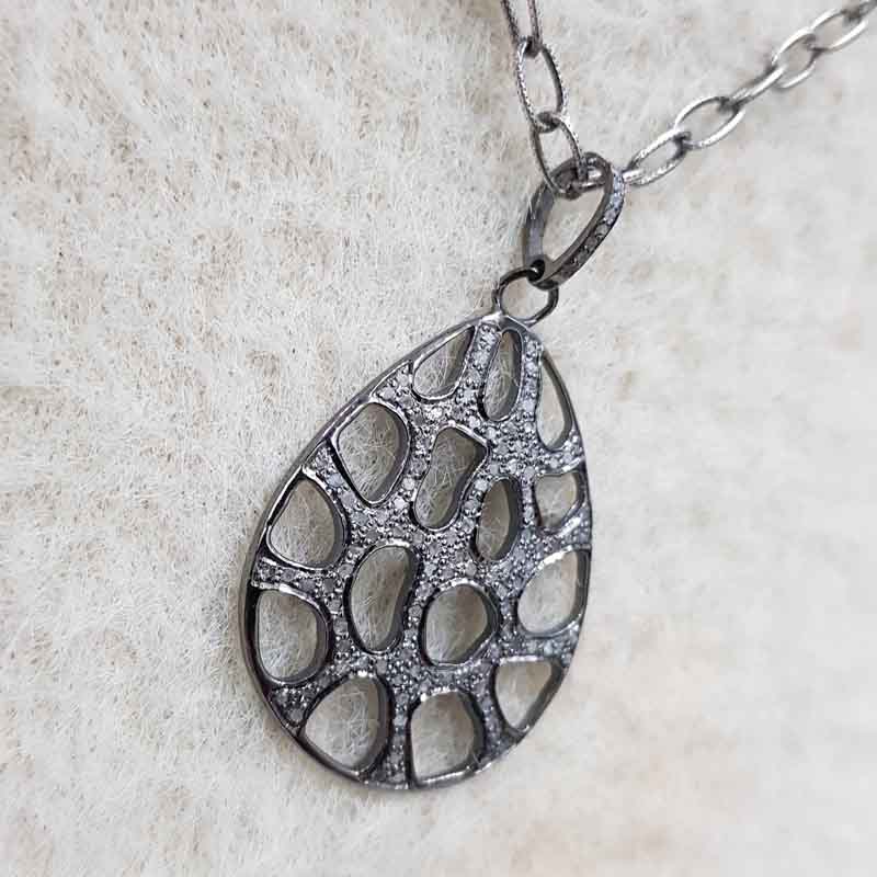 Fancy Designer Pendent With Pave Diamond Layers, Lovely Oval Shape Necklace, Gift For Mom, Mother's Day Gift