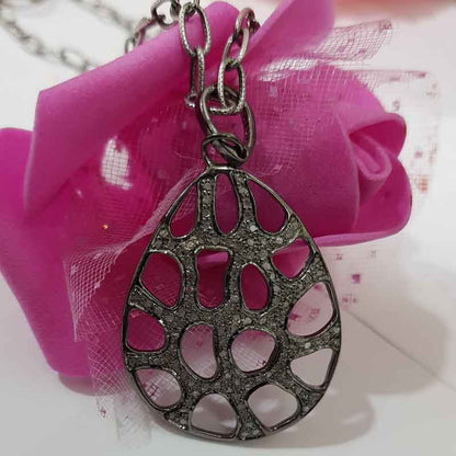 Fancy Designer Pendent With Pave Diamond Layers, Lovely Oval Shape Necklace, Gift For Mom, Mother's Day Gift