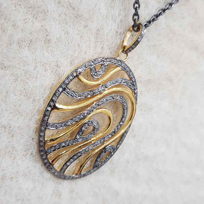 Oval Shaped Fancy Designer Pave Diamond Pendant, Stunning Shine Fancy Necklace, Gift For Lovers