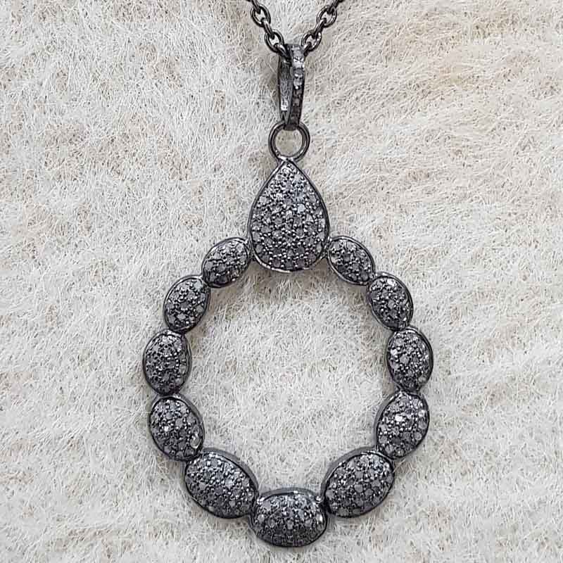 Handmade Designer Natural Pave Diamond Silver Pendant, Fancy style Necklace, Gift For Her, Him