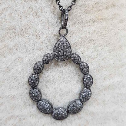 Handmade Designer Natural Pave Diamond Silver Pendant, Fancy style Necklace, Gift For Her, Him