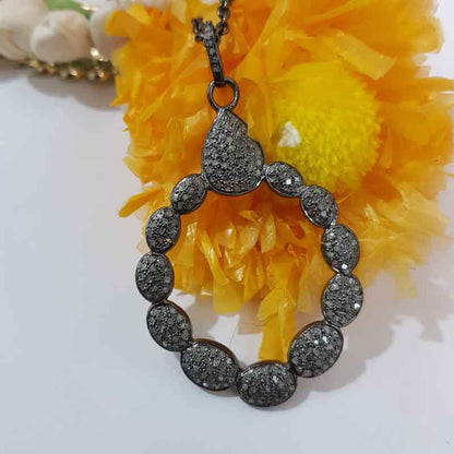 Handmade Designer Natural Pave Diamond Silver Pendant, Fancy style Necklace, Gift For Her, Him