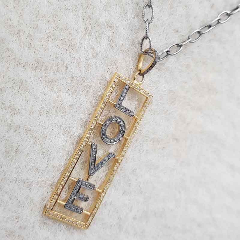 Yellow & Black Fancy Designer Handmade Style LOVE Tag  Pendant, Gift For Favorite One