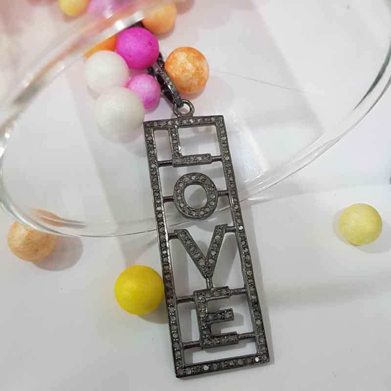 Yellow & Black Fancy Designer Handmade Style LOVE Tag  Pendant, Gift For Favorite One