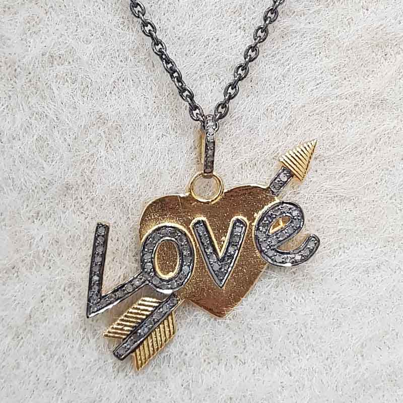 Fashionable Heart With Beautiful Love & Arrowhead 925 Sterling Silver Pendant, Amazing Gift For Lover