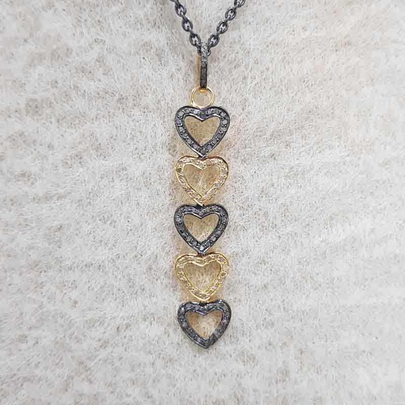 Attractive Pave Diamond Handmade Long Hanging Heart Pendant, Unique Gift For Lovers