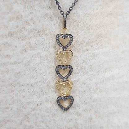 Attractive Pave Diamond Handmade Long Hanging Heart Pendant, Unique Gift For Lovers