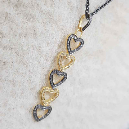 Attractive Pave Diamond Handmade Long Hanging Heart Pendant, Unique Gift For Lovers