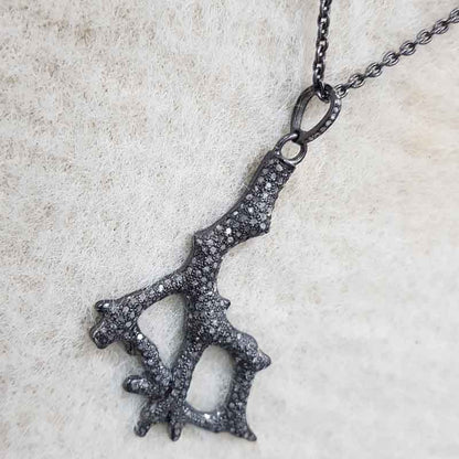 Gorgeous Black Pave Diamond Tree Pendant, Tree Stylish Necklace, Gift For Mom, Mother's Day