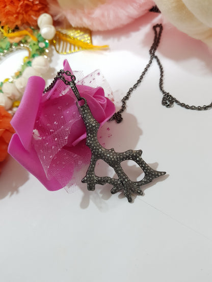 Gorgeous Black Pave Diamond Tree Pendant, Tree Stylish Necklace, Gift For Mom, Mother's Day