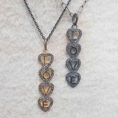 Stunning Love Designer Heart Pendant With Pave Diamond Layers, LOVE heart Necklace, Gift For Favorite One