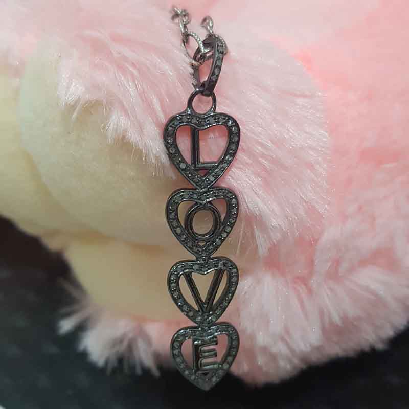 Stunning Love Designer Heart Pendant With Pave Diamond Layers, LOVE heart Necklace, Gift For Favorite One