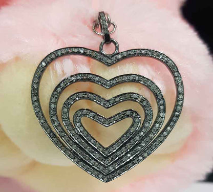 Glorious Fancy Designer Layers Of Joined Hearts Pendant, Stylish Heart Necklace, Gift For Her